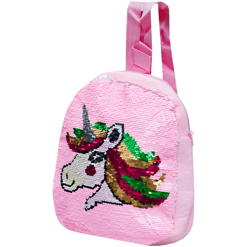Rucsacel buretat cu paiete, model unicorn, pentru fete, 29x25x8 cm